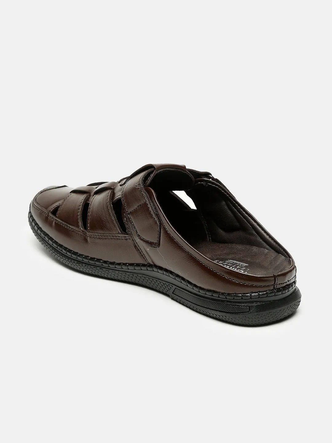 Teakwood Men's Real Leather Brown Sandals