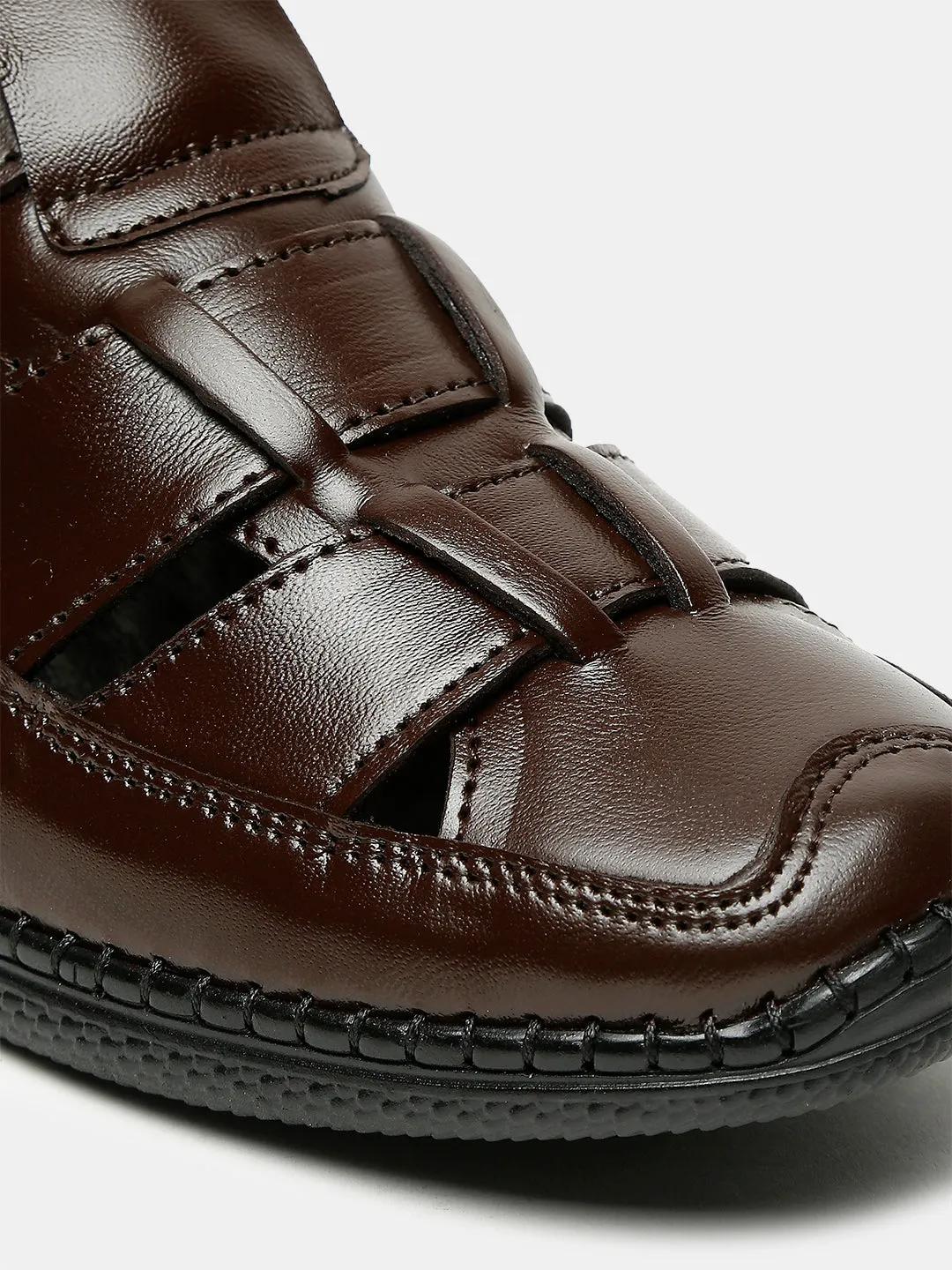 Teakwood Men's Real Leather Brown Sandals