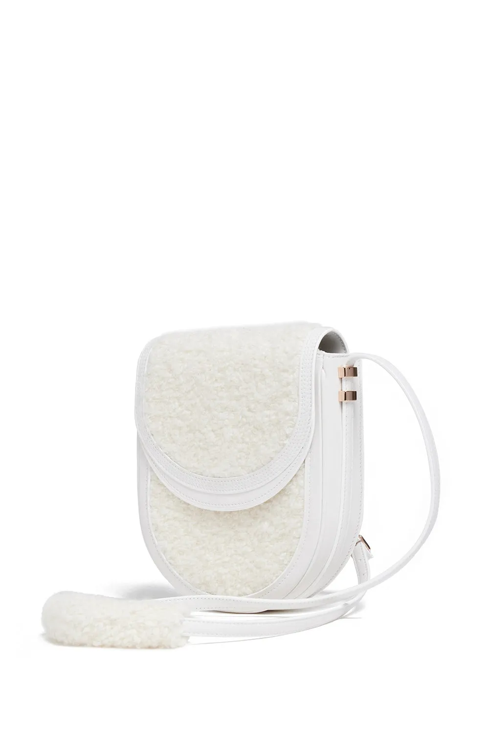 Tina Crossbody Bag in Ivory Nappa Leather with Cashmere Boucle