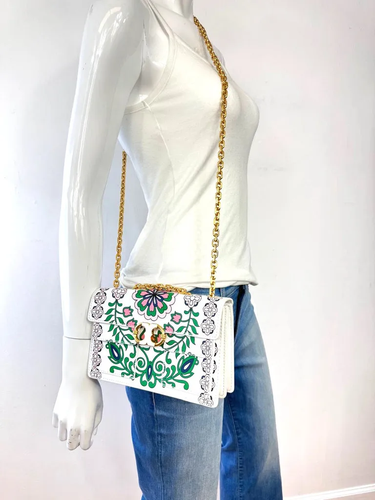 TORY BURCH GEMINI LINK CHAIN PRINTED LEATHER SHOULDER BAG