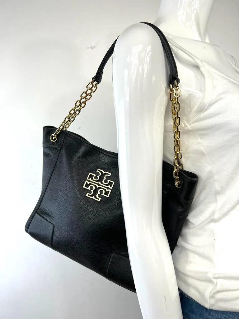 TORY BURCH MCGRAW LEATHER CHAIN LINK SHOULDER BAG