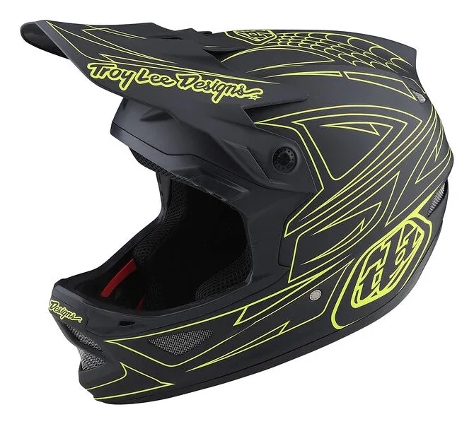 Troy Lee Designs D3 Fiberlite Full Face Helmet - Spiderstripe - Gray-Yellow