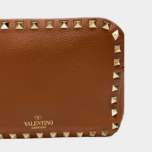 Valentino women's brown leather rockstud camera bag