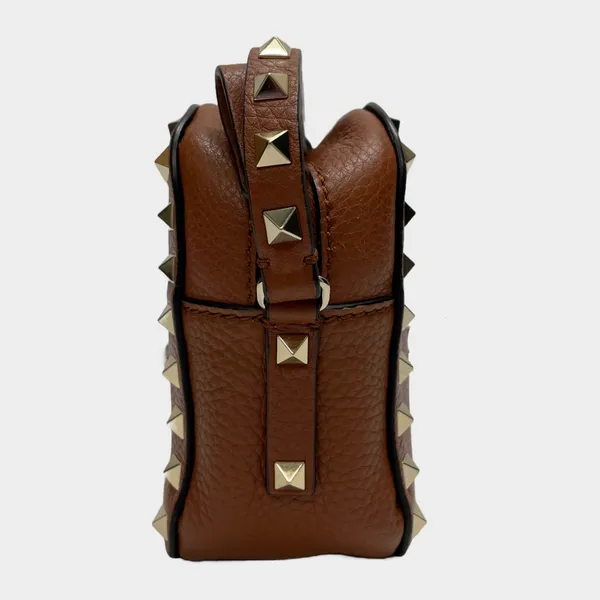 Valentino women's brown leather rockstud camera bag