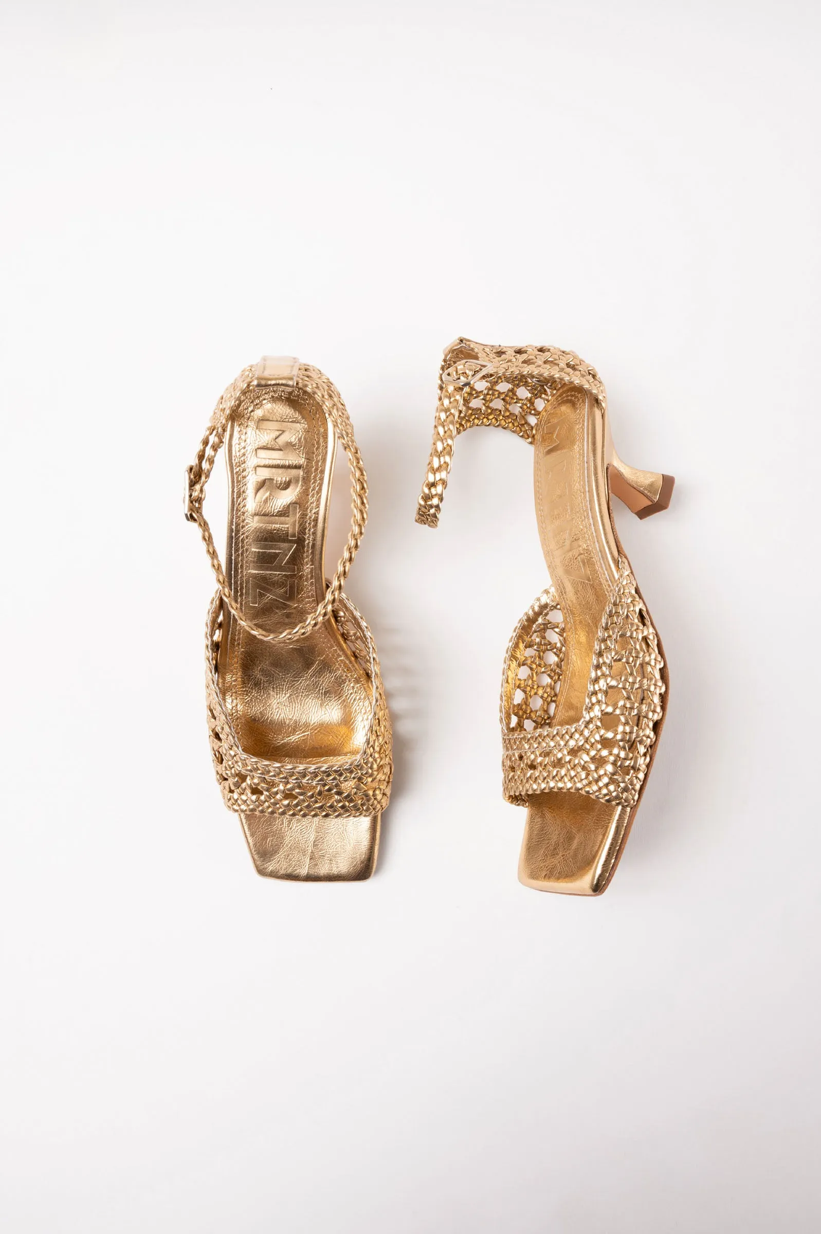 VERONICA - Gold Woven Leather Sandals