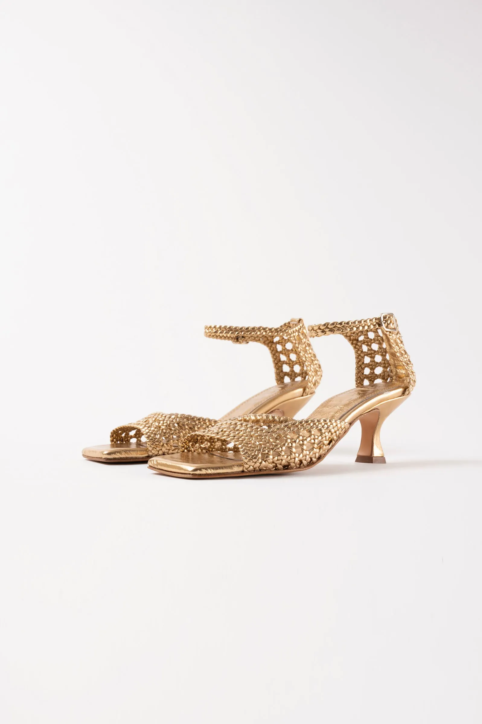 VERONICA - Gold Woven Leather Sandals