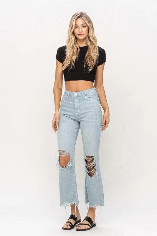 VERVET by Flying Monkey 90's Vintage Crop Flare Jeans, Cloud Blue