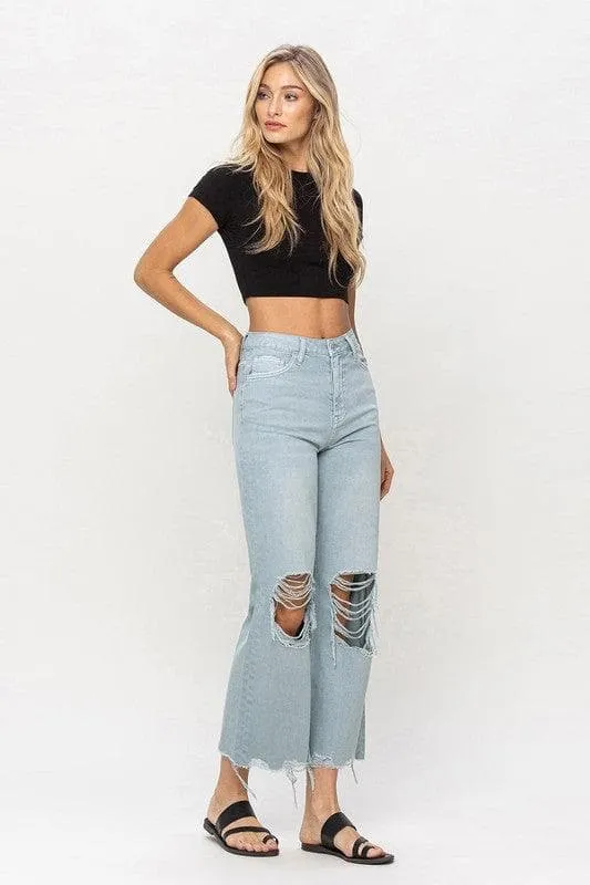 VERVET by Flying Monkey 90's Vintage Crop Flare Jeans, Cloud Blue