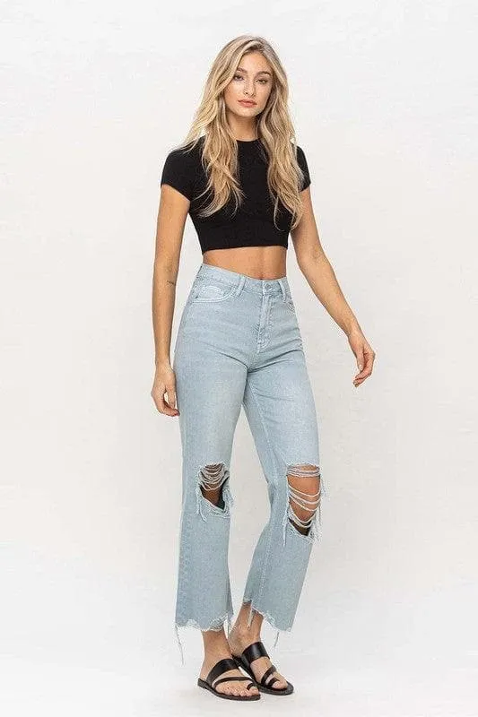 VERVET by Flying Monkey 90's Vintage Crop Flare Jeans, Cloud Blue