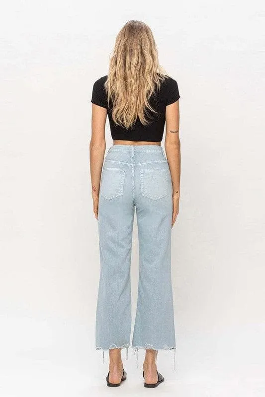 VERVET by Flying Monkey 90's Vintage Crop Flare Jeans, Cloud Blue