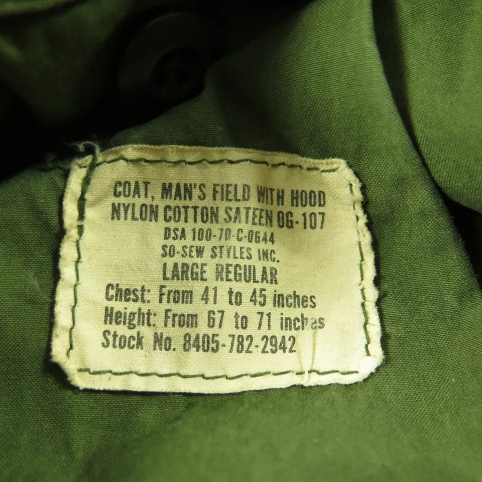 Vintage 70s M-65 Field Jacket L OG107 With Liner Vietnam Era So Sew