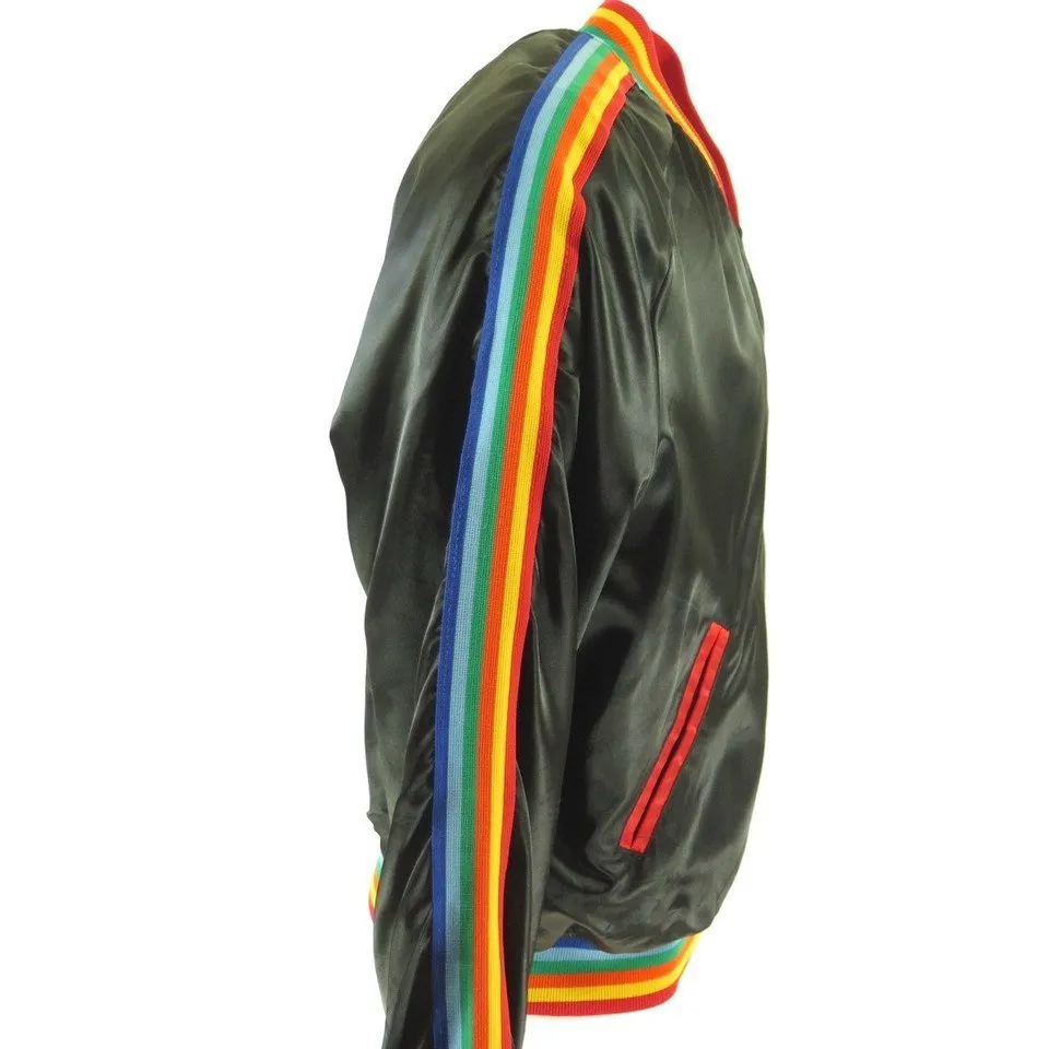 Vintage 70s Steve Khan Arrows Jacket Mens XL Felco Rainbow Shiny Satin Retro