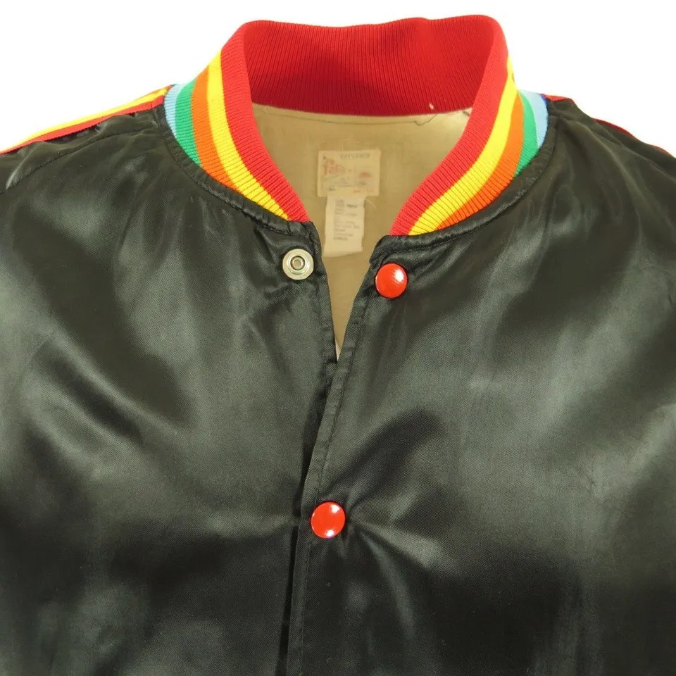 Vintage 70s Steve Khan Arrows Jacket Mens XL Felco Rainbow Shiny Satin Retro