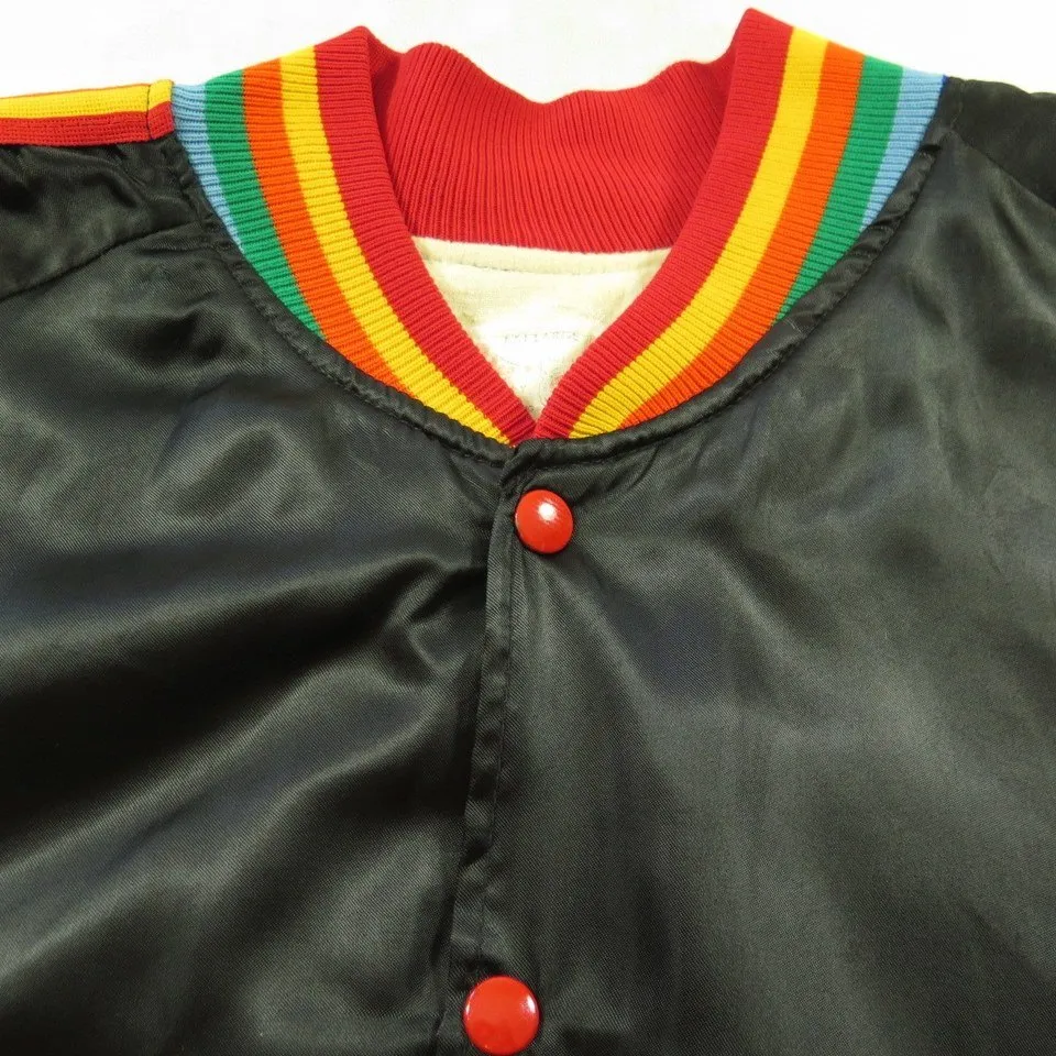 Vintage 70s Steve Khan Arrows Jacket Mens XL Felco Rainbow Shiny Satin Retro