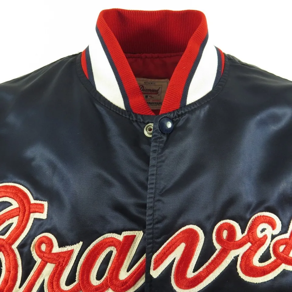 Vintage 80s Atlanta Braves Jacket Starter Satin Diamond Collection MLB Mens L