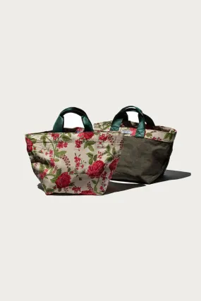 Vintage Tent Fabric w/ Printed Pattern Bag - Flower