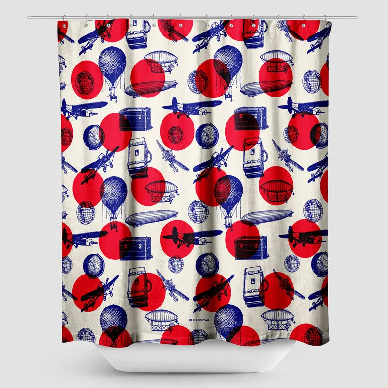 Vintage Travel Pattern - Shower Curtain