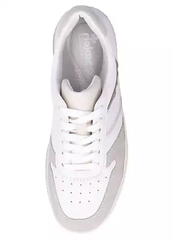 White & Grey Casual Lace-Up Trainers by Rieker | Look Again