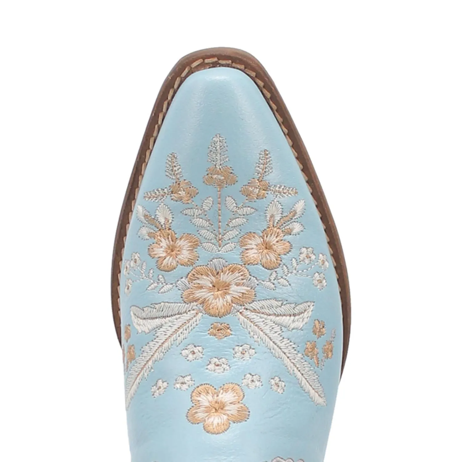 Wildflower Blue Embroidered Floral Leather Mules (DS)