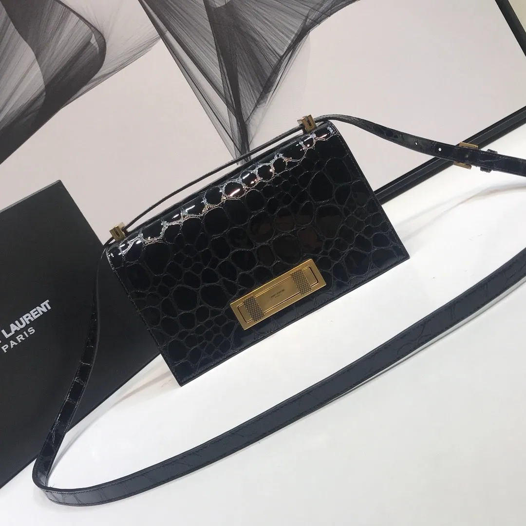 Yves Saint Laurent Cassandra Small Crossbody Bag With Stone Print Black