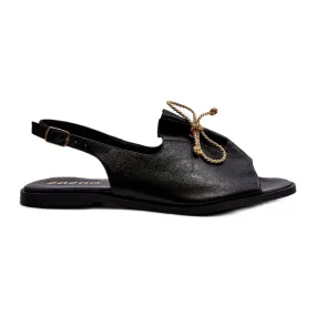 Zazoo 2898 Leather Flat Sandals Black